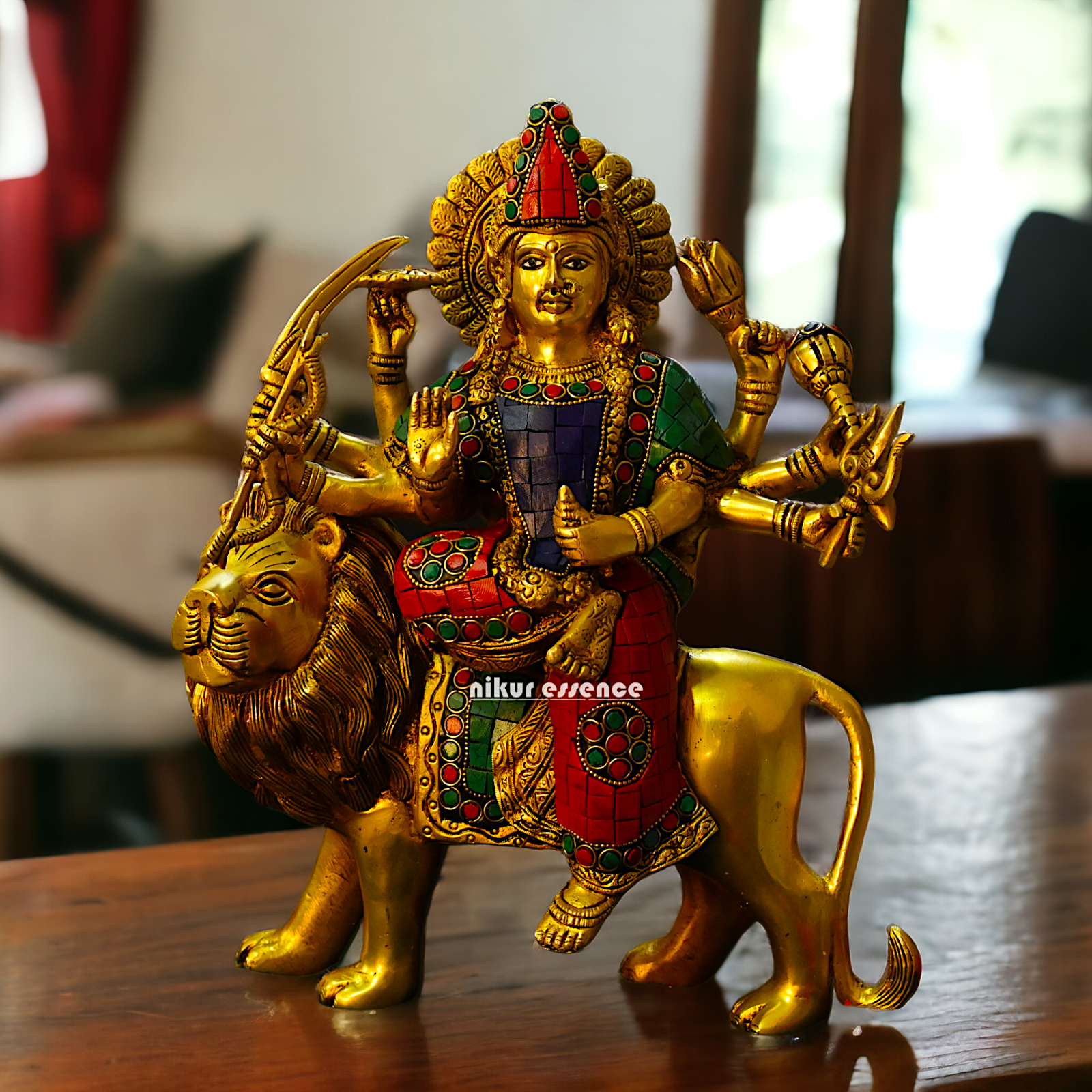 Large Buy Brass Durga Maa with stone work Idol - 34 cm Nikuressence