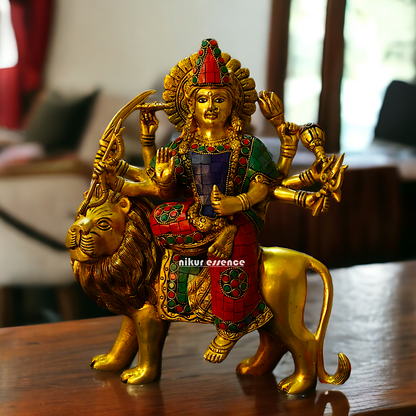 Large Buy Brass Durga Maa with stone work Idol - 34 cm Nikuressence