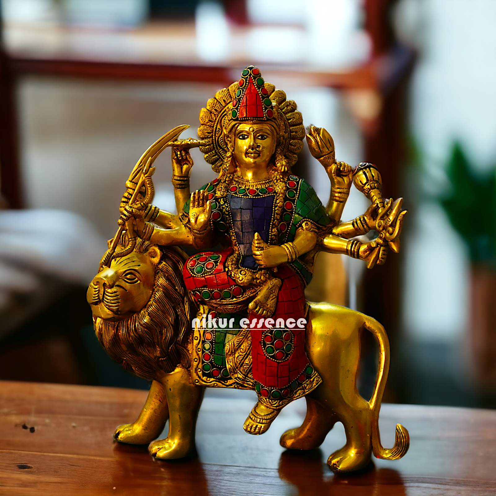 Large Buy Brass Durga Maa with stone work Idol - 34 cm Nikuressence