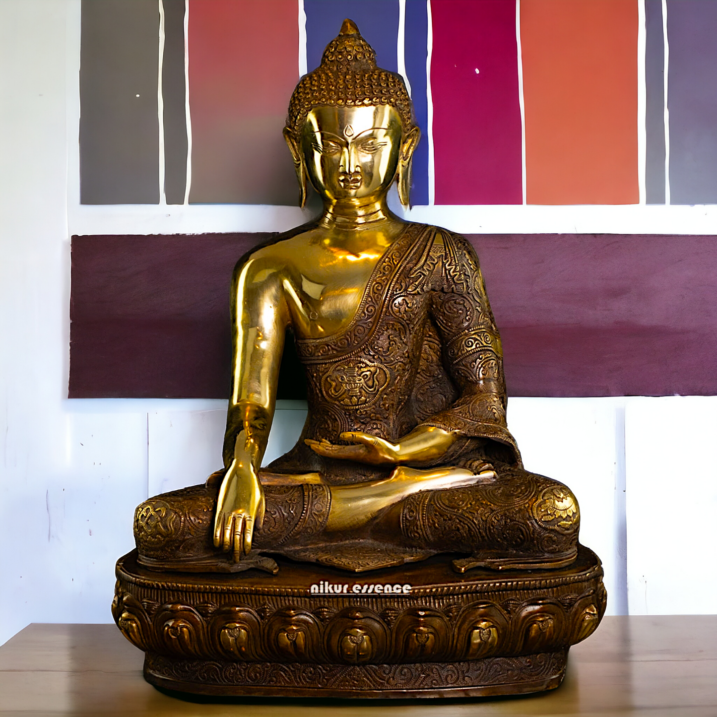 Large Online Brass Buddha Meditation Idol - 55.88 cm Nikuressence
