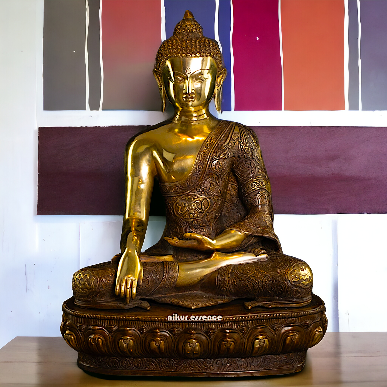 Large Online Brass Buddha Meditation Idol - 55.88 cm Nikuressence