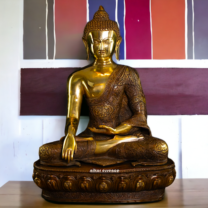 Large Online Brass Buddha Meditation Idol - 55.88 cm Nikuressence
