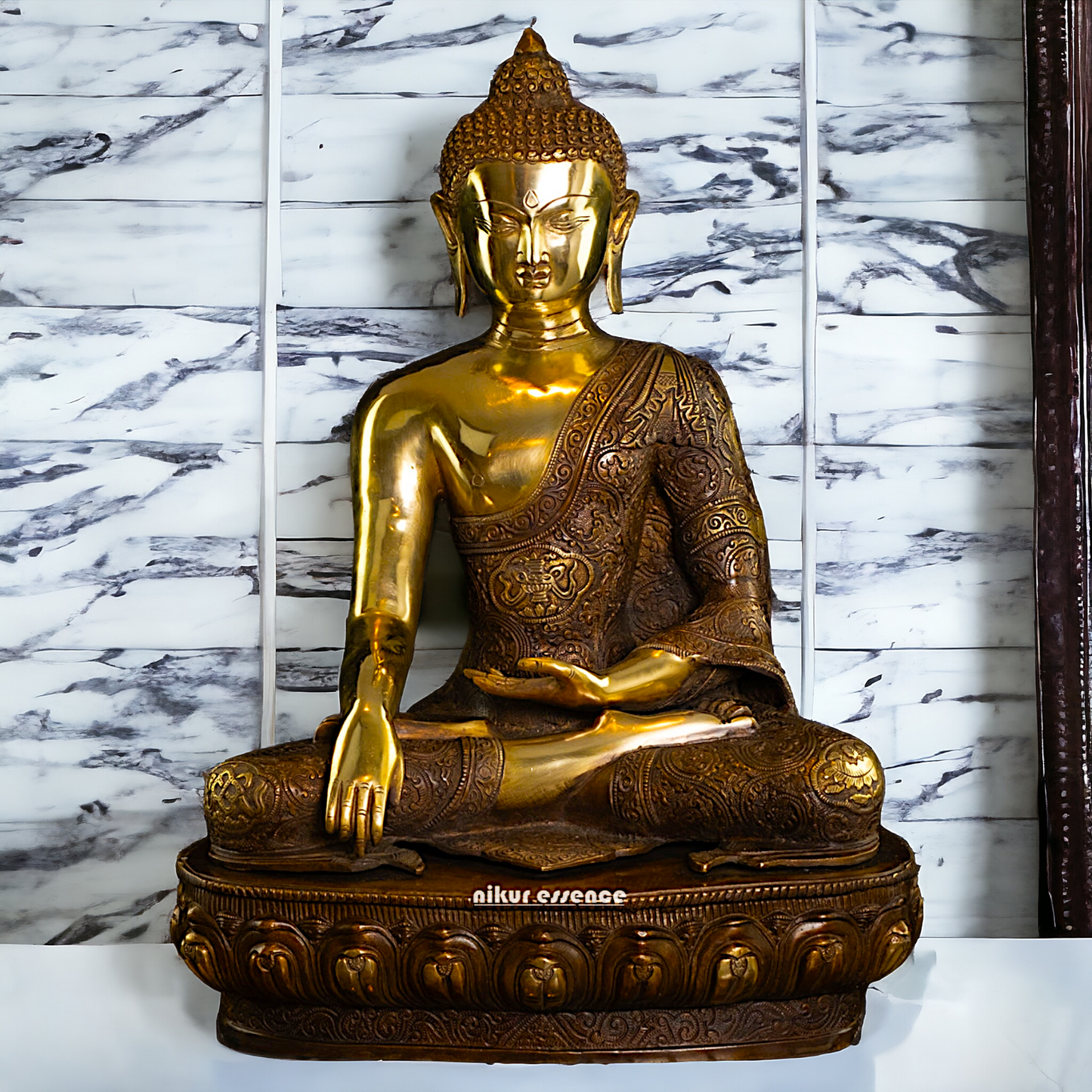 Large Online Brass Buddha Meditation Idol - 55.88 cm Nikuressence