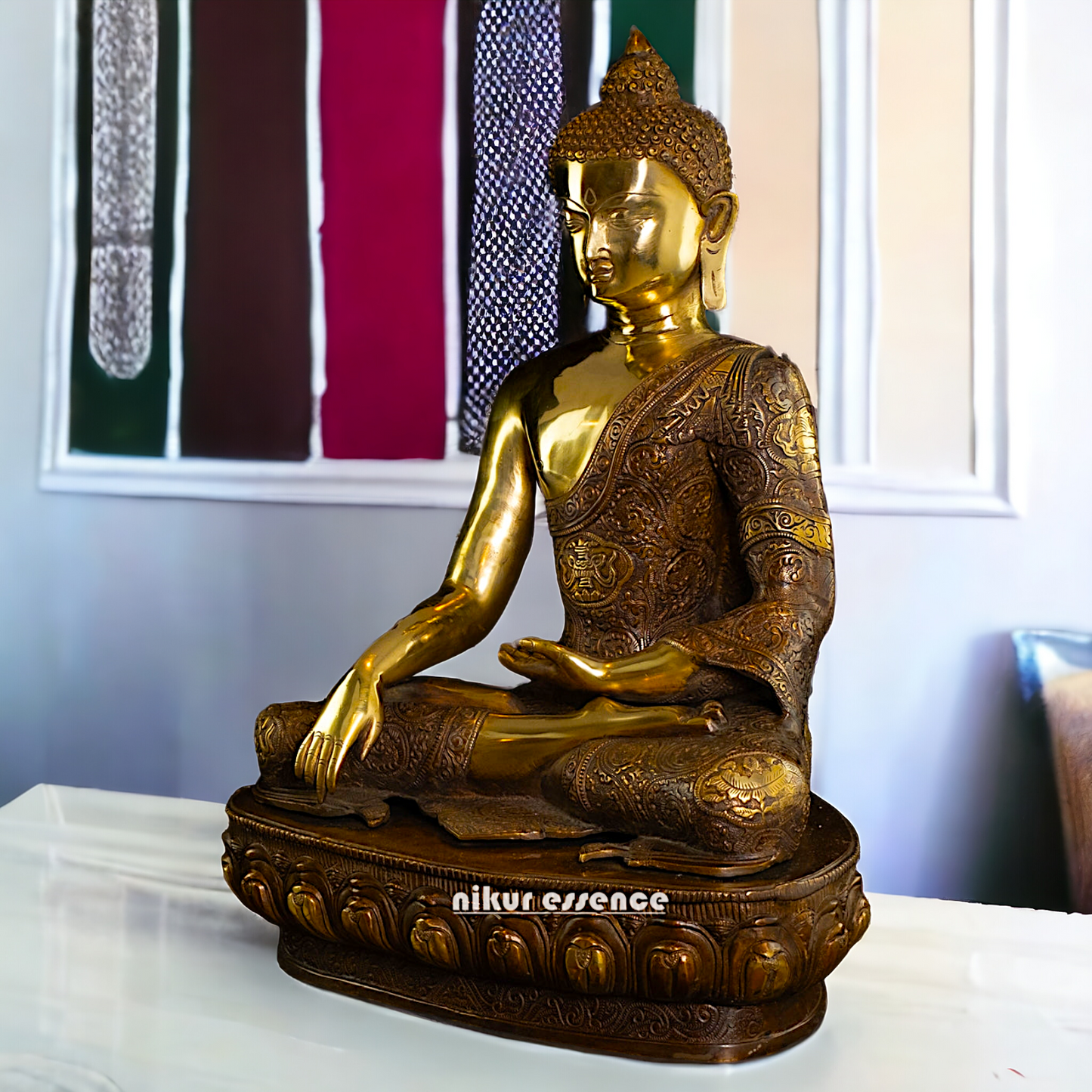Large Online Brass Buddha Meditation Idol - 55.88 cm Nikuressence