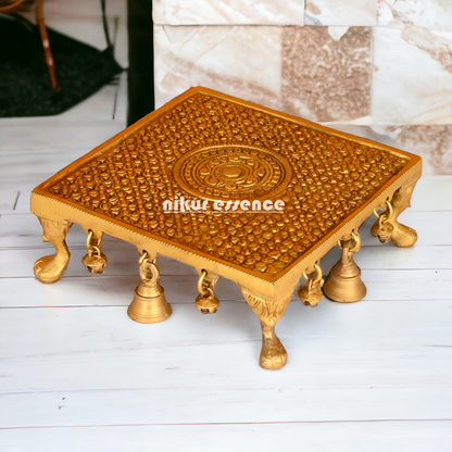 Large Online Solid Brass Pooja Chowki - 8 inches Nikuressence