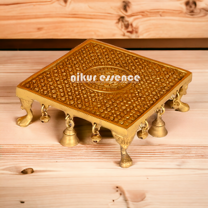 Large Online Solid Brass Pooja Chowki - 8 inches Nikuressence