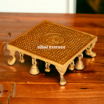 Large Online Solid Brass Pooja Chowki - 8 inches Nikuressence