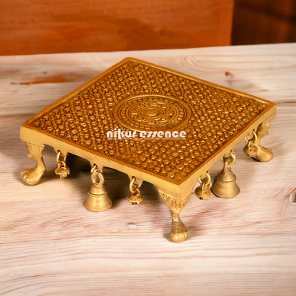 Large Online Solid Brass Pooja Chowki - 8 inches Nikuressence