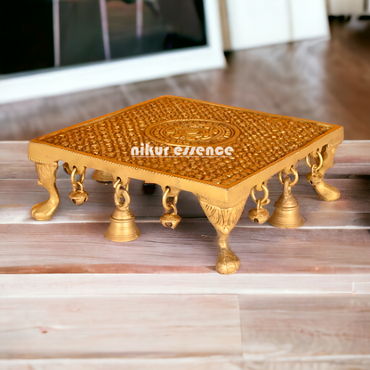 Large Online Solid Brass Pooja Chowki - 8 inches Nikuressence