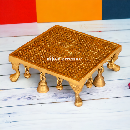 Large Online Solid Brass Pooja Chowki - 8 inches Nikuressence