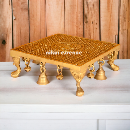 Large Online Solid Brass Pooja Chowki - 8 inches Nikuressence