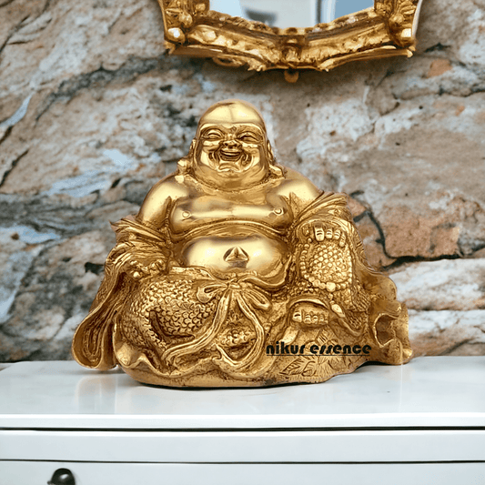 Buy Laughing Buddha Sitting Brass Statue - Enhance Prosperity, Joy, and Harmony with an Exquisite Decorative Piece Nikuressence
