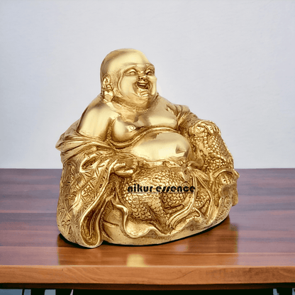 Buy Laughing Buddha Sitting Brass Statue - Enhance Prosperity, Joy, and Harmony with an Exquisite Decorative Piece Nikuressence