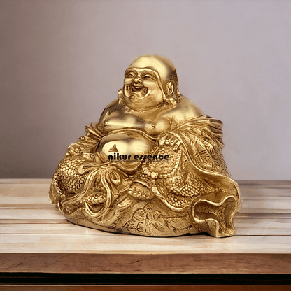 Buy Laughing Buddha Sitting Brass Statue - Enhance Prosperity, Joy, and Harmony with an Exquisite Decorative Piece Nikuressence
