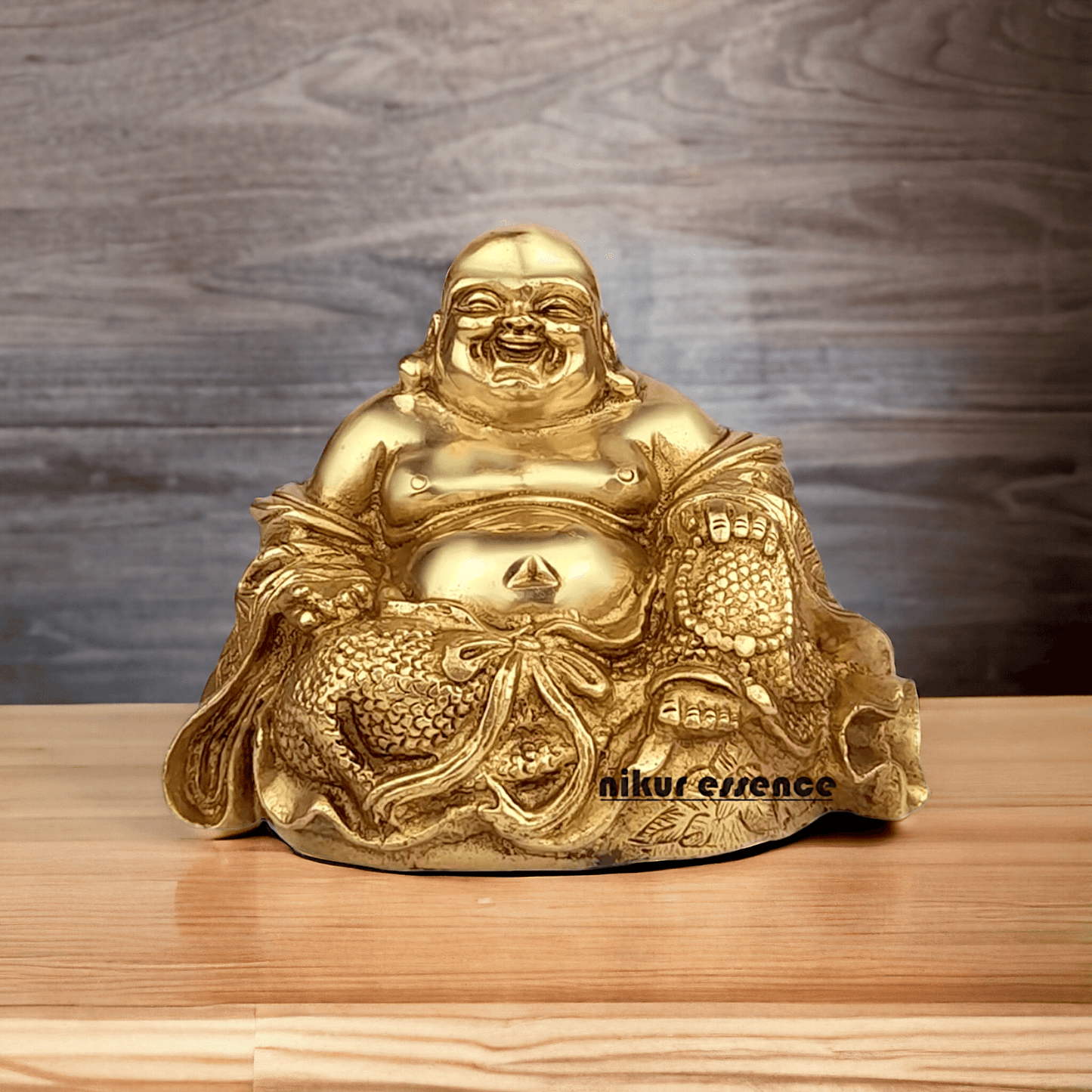 Buy Laughing Buddha Sitting Brass Statue - Enhance Prosperity, Joy, and Harmony with an Exquisite Decorative Piece Nikuressence