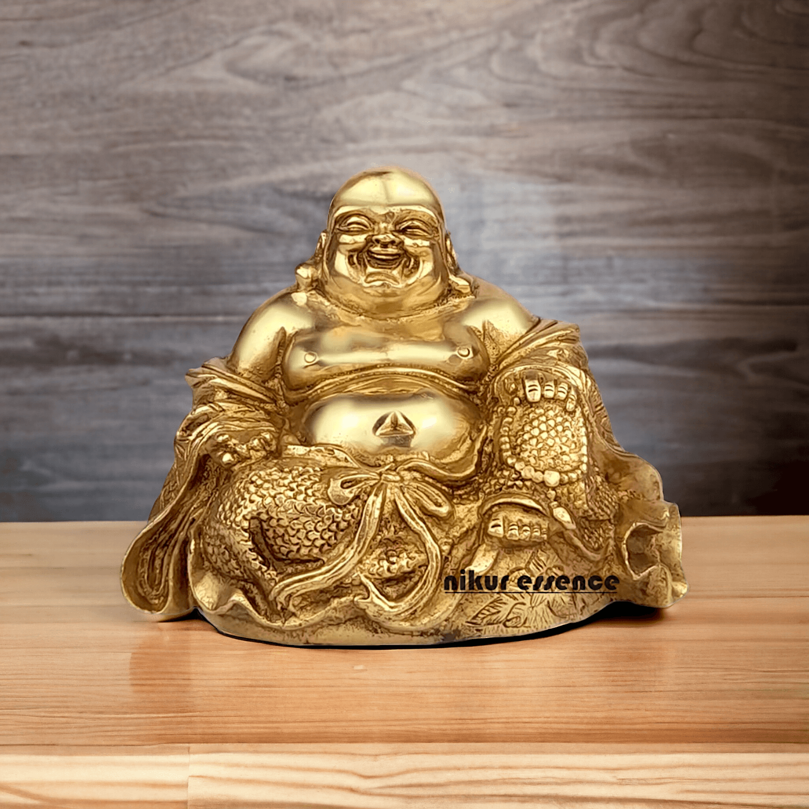 Buy Laughing Buddha Sitting Brass Statue - Enhance Prosperity, Joy, and Harmony with an Exquisite Decorative Piece Nikuressence