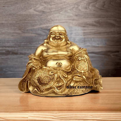 Buy Laughing Buddha Sitting Brass Statue - Enhance Prosperity, Joy, and Harmony with an Exquisite Decorative Piece Nikuressence