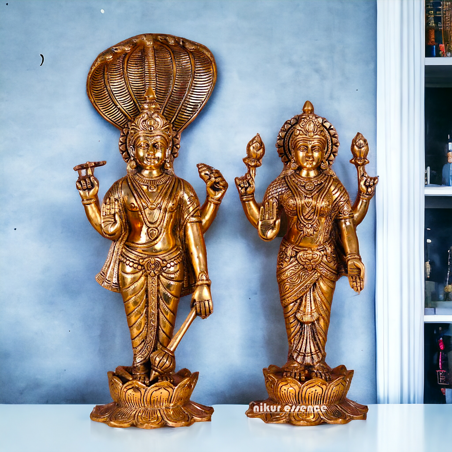 Buy Laxmi Narayan Murti, Handcrafted Deity Sculpture with Intricate Details, Height 17.5 Inches, Religious Hindu Home Decor Nikuressence