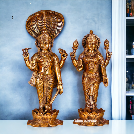 Buy Laxmi Narayan Murti, Handcrafted Deity Sculpture with Intricate Details, Height 17.5 Inches, Religious Hindu Home Decor Nikuressence