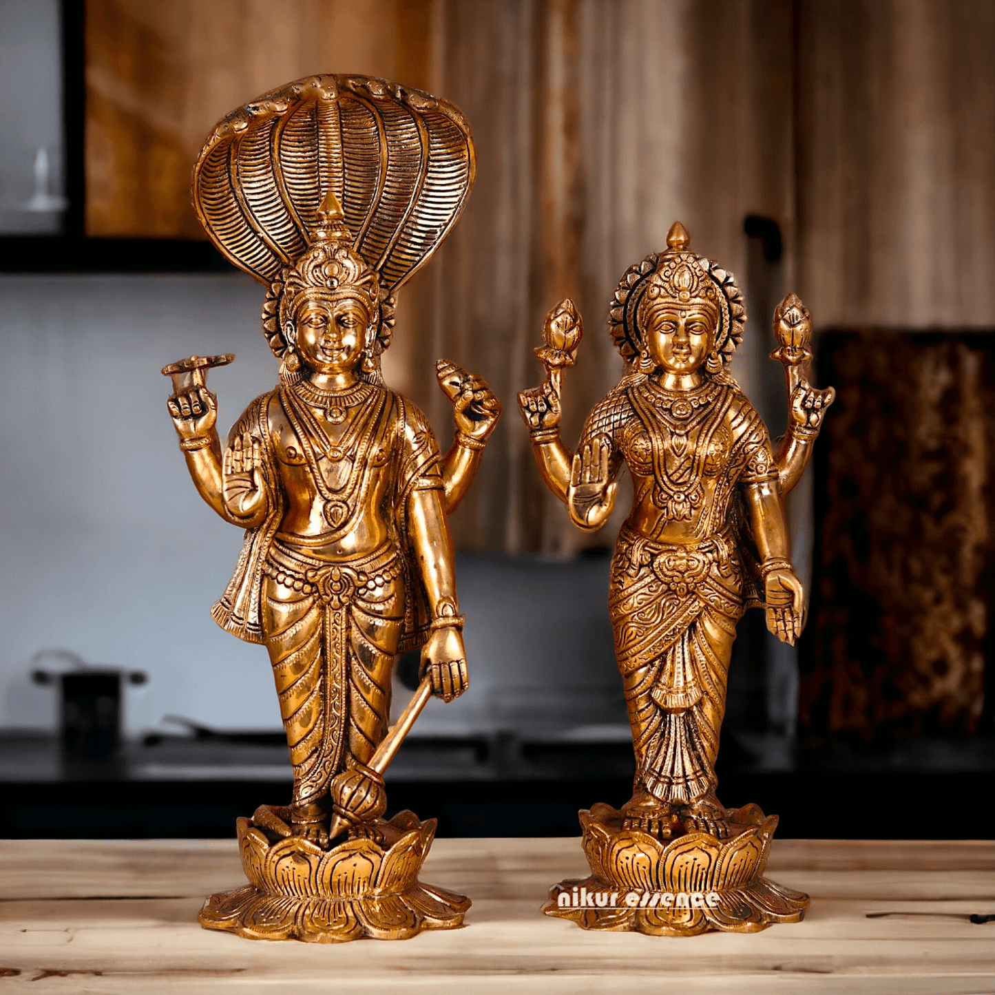 Buy Laxmi Narayan Murti, Handcrafted Deity Sculpture with Intricate Details, Height 17.5 Inches, Religious Hindu Home Decor Nikuressence