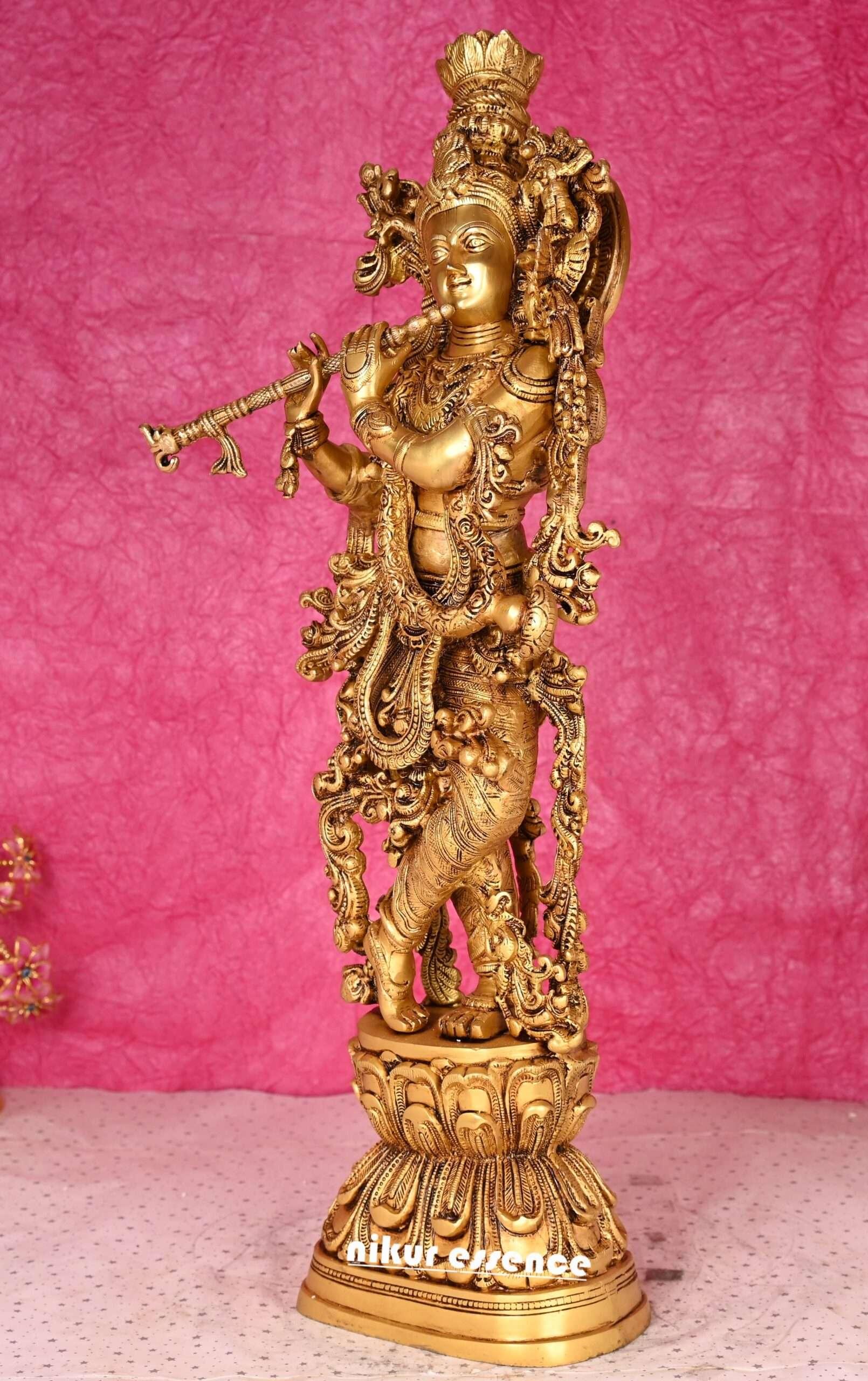 Buy online Krishna Statue | Buy Krishna Statue in Brass | Nikur essence | 30 Inch Nikuressence