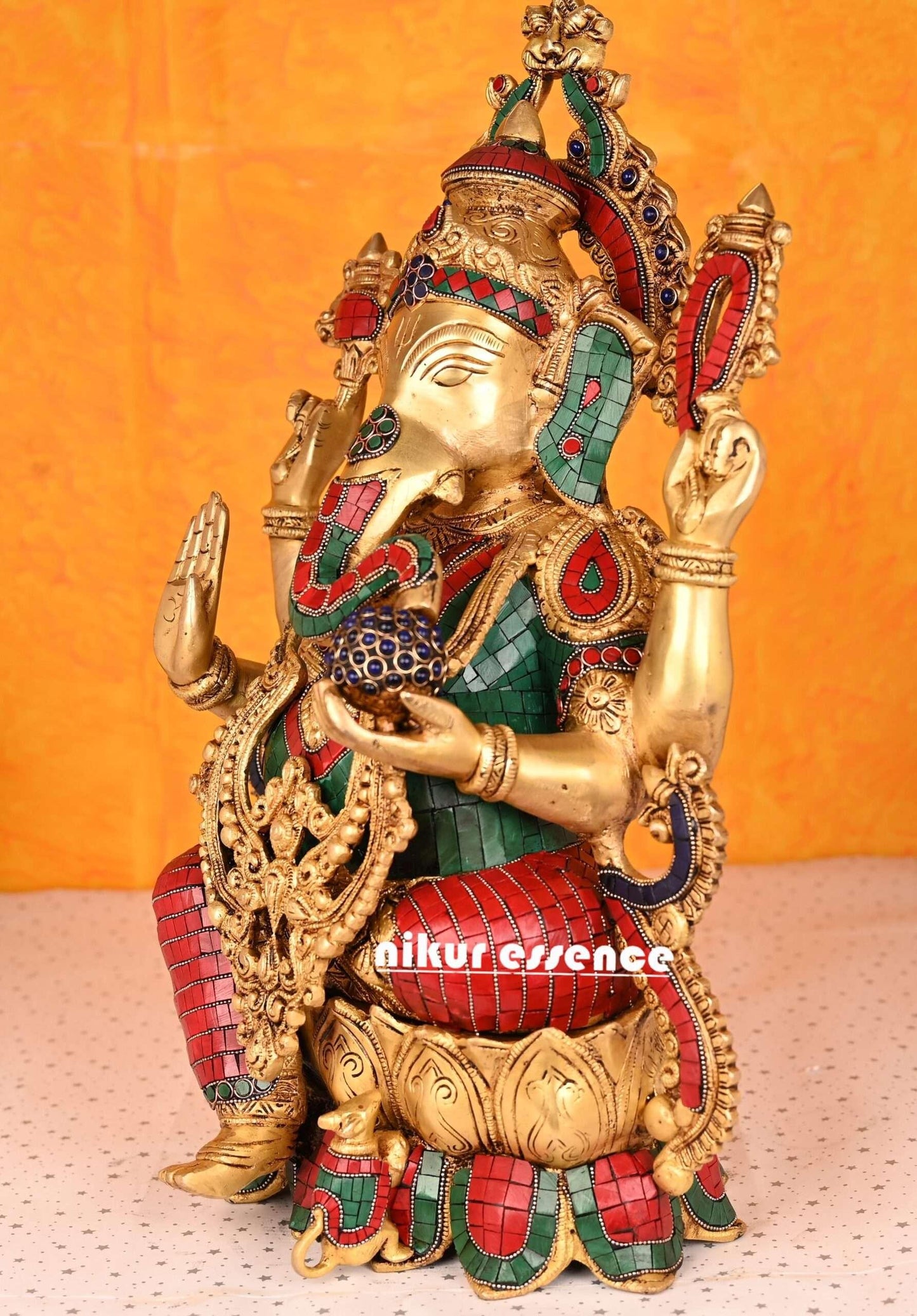 Buy Ganesha Statue with Stone Work -nikur essence Nikuressence
