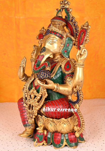 Buy Ganesha Statue with Stone Work -nikur essence Nikuressence