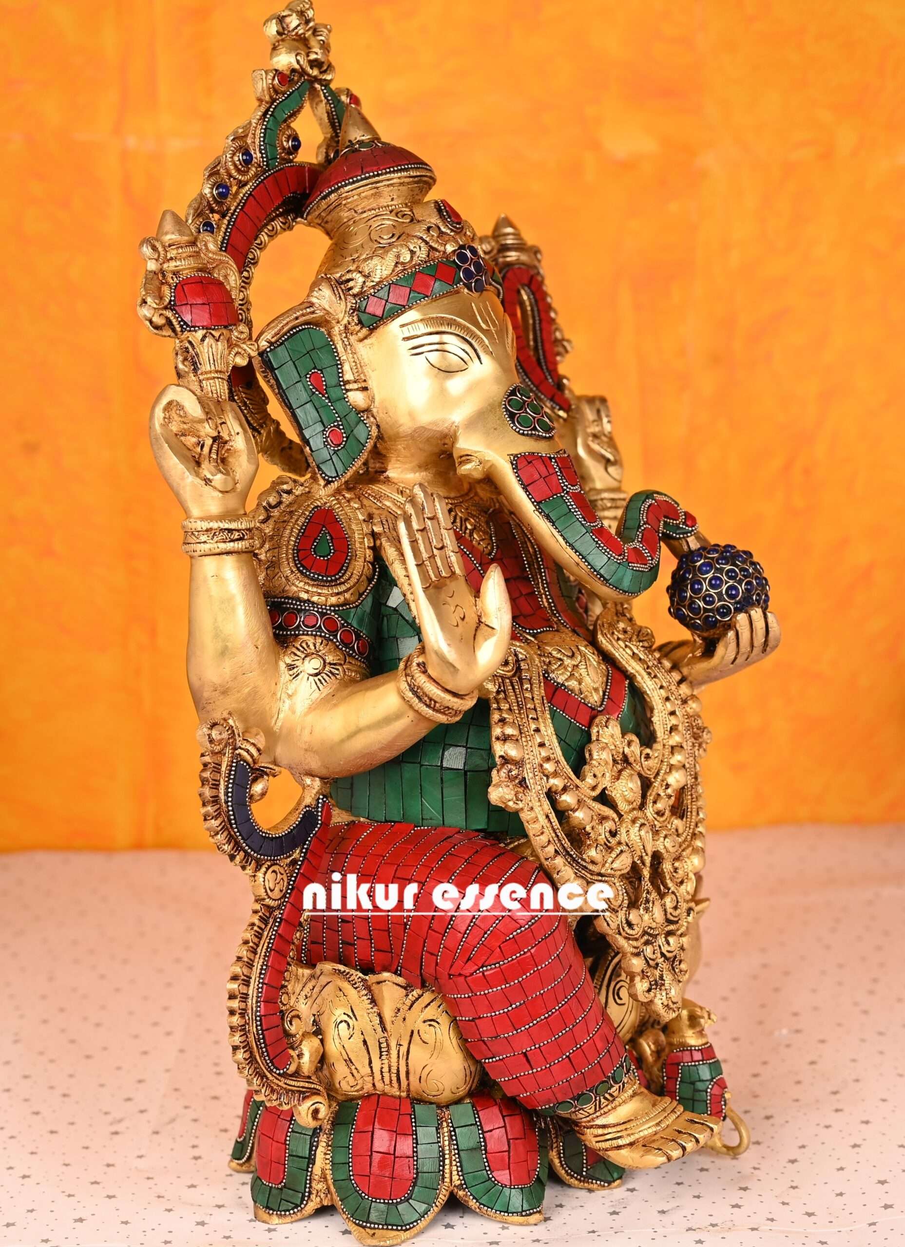 Buy Ganesha Statue with Stone Work -nikur essence Nikuressence