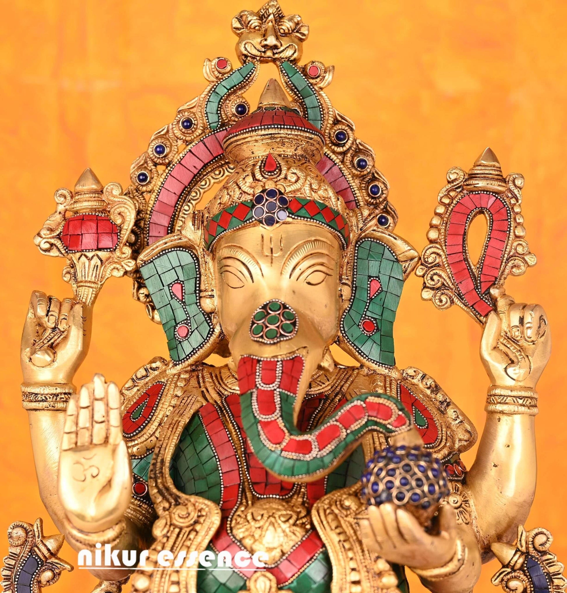 Buy Ganesha Statue with Stone Work -nikur essence Nikuressence