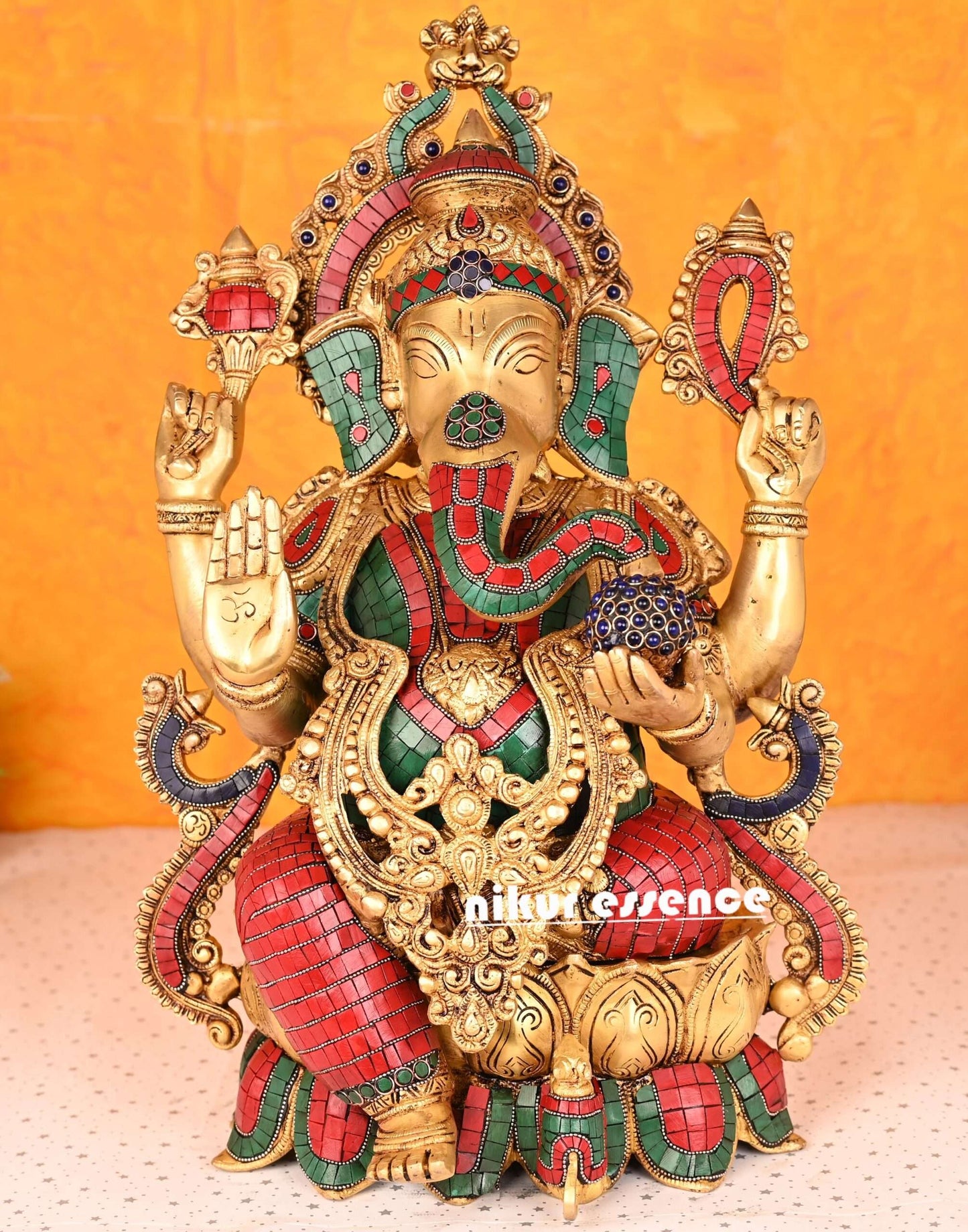 Buy Ganesha Statue with Stone Work -nikur essence Nikuressence