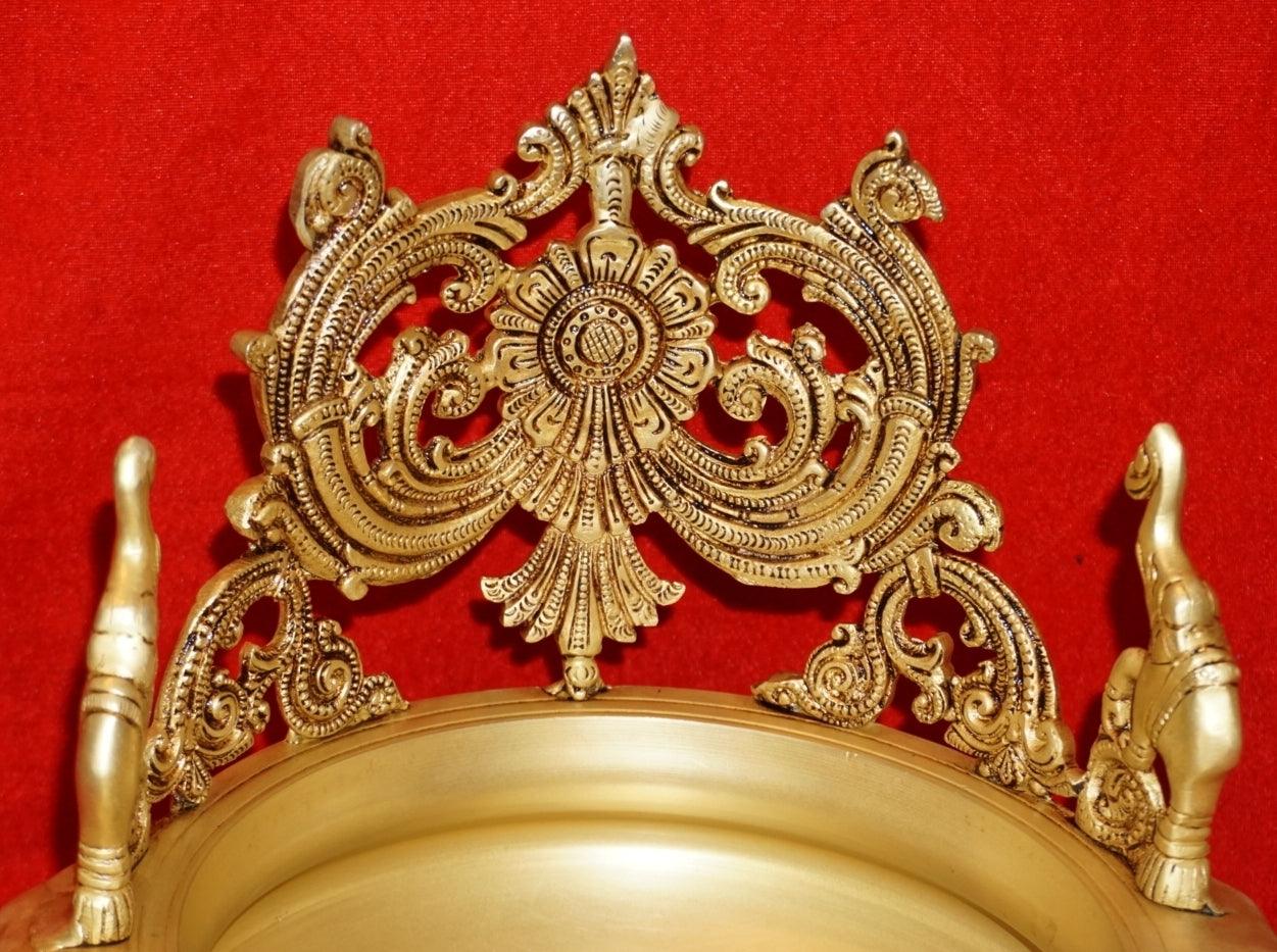 Buy Peacock Urli in brass with 5 Diyas for Spiritual Home Decor and Festive Celebrations nikuressence