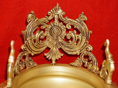 Buy Peacock Urli in brass with 5 Diyas for Spiritual Home Decor and Festive Celebrations nikuressence