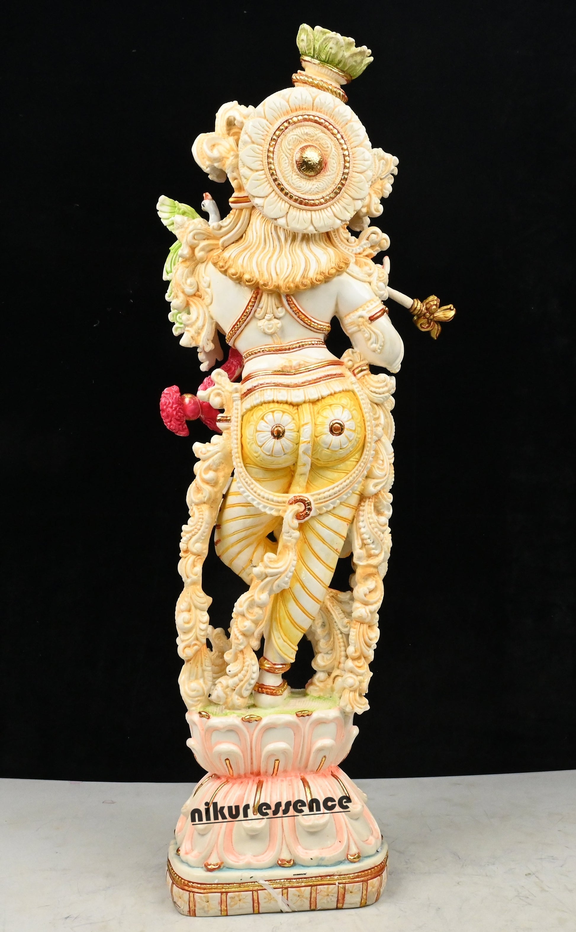 Cultured Marble Krishna Murti with Arch | 30 inch height Nikuressence