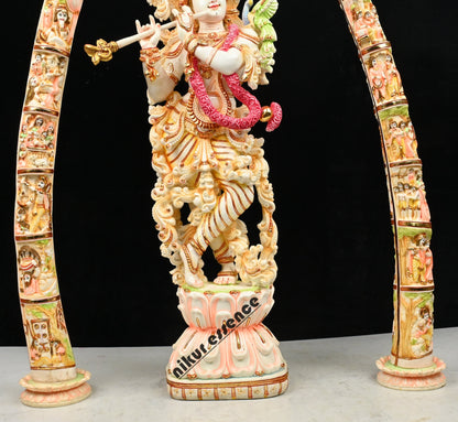 Cultured Marble Krishna Murti with Arch | 30 inch height Nikuressence