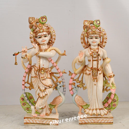 Buy Cultured Marble Radha Krishna Statue | Buy Radha Krishna In marble | 15 inch Nikuressence