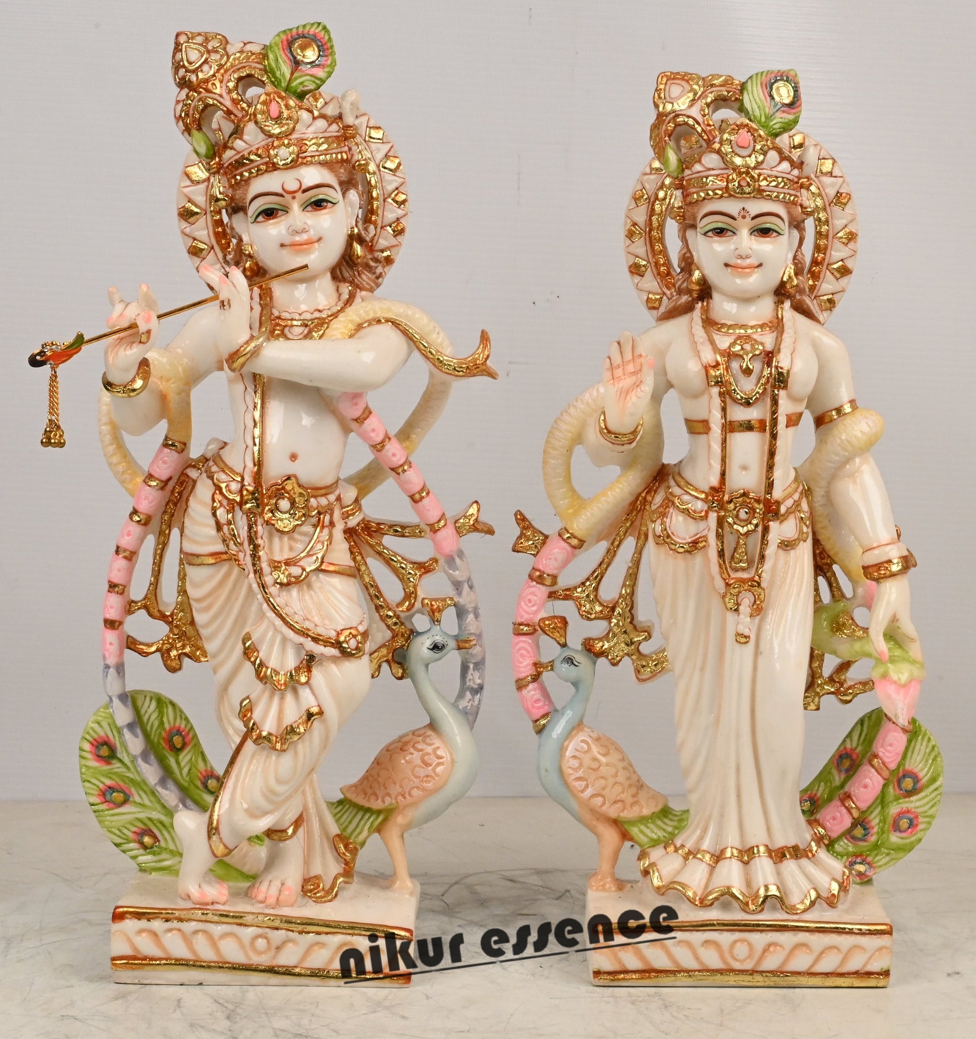 Buy Cultured Marble Radha Krishna Statue | Buy Radha Krishna In marble | 15 inch Nikuressence