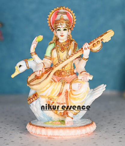 Buy Cultured Marble Saraswati Mata Statue online - Goddess of Knowledge Nikuressence