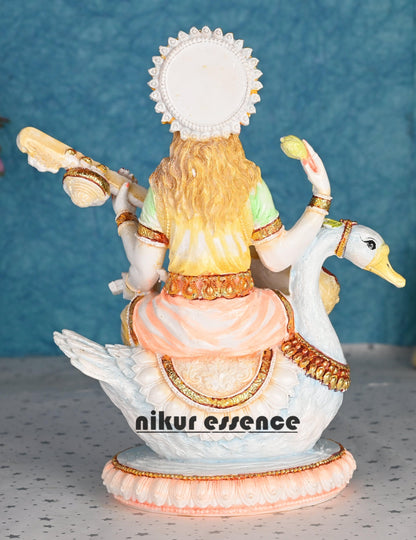 Buy Cultured Marble Saraswati Mata Statue online - Goddess of Knowledge Nikuressence