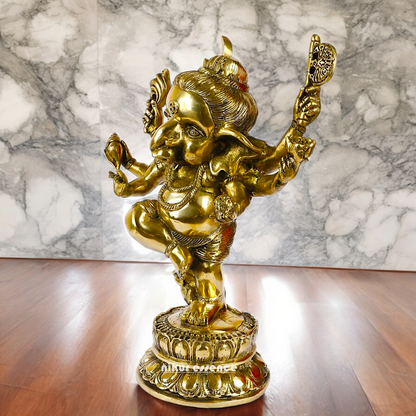 Online Solid Brass dancing Ganesh idol - 15.5 inches Nikuressence
