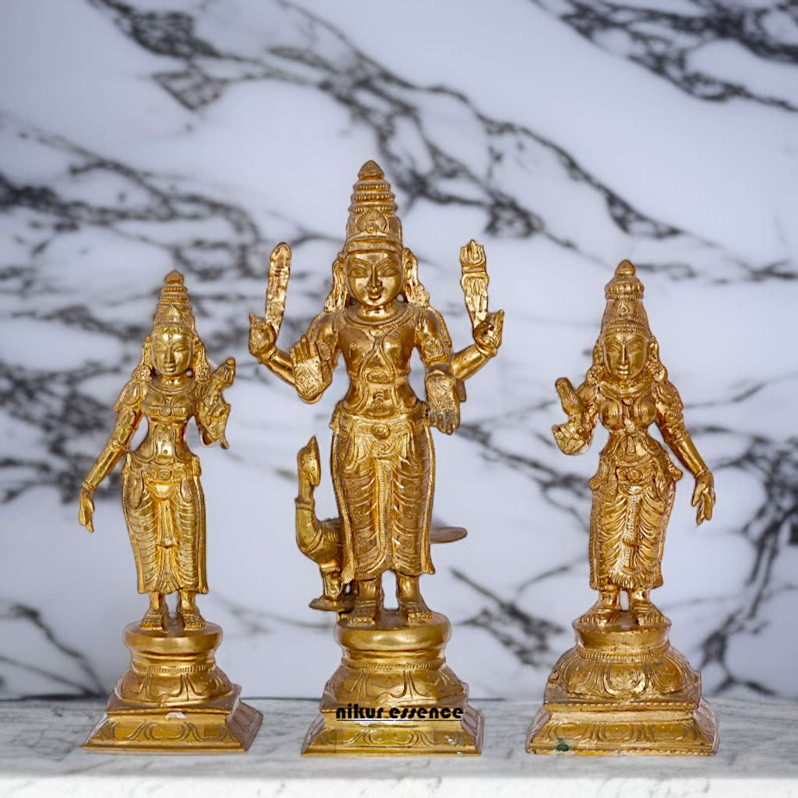 Panchaloha Kartikeya with Devasena and Valli Blessing standing Idol- 12 Inches Nikuressence
