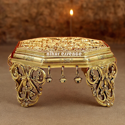 Chowki with Bells ghungroo solid Brass- 10 Inches Nikuressence