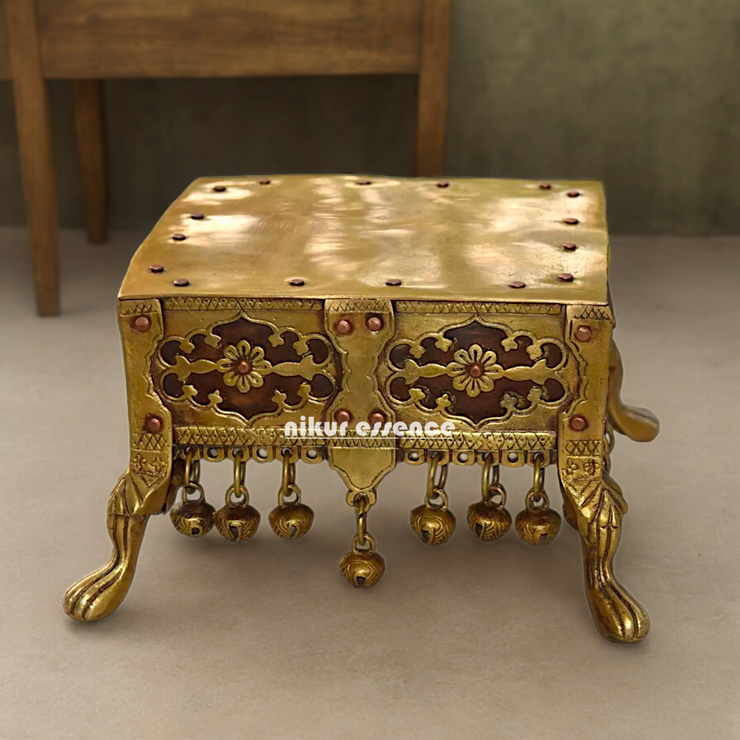 Brass Bhagwan chowki stool - 9 Inches approx Nikuressence