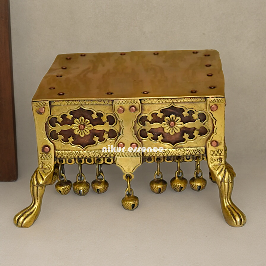 Brass Bhagwan chowki stool - 9 Inches approx Nikuressence