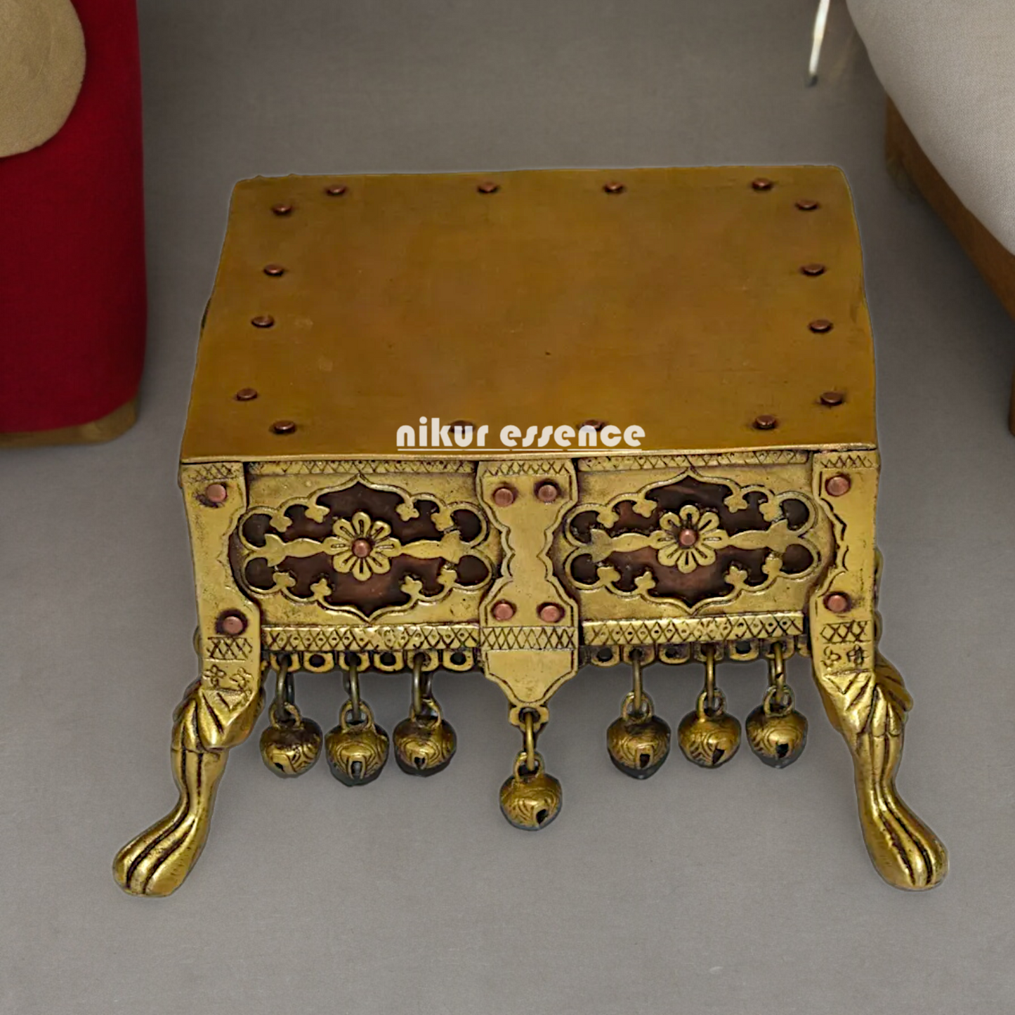 Brass Bhagwan chowki stool - 9 Inches approx Nikuressence