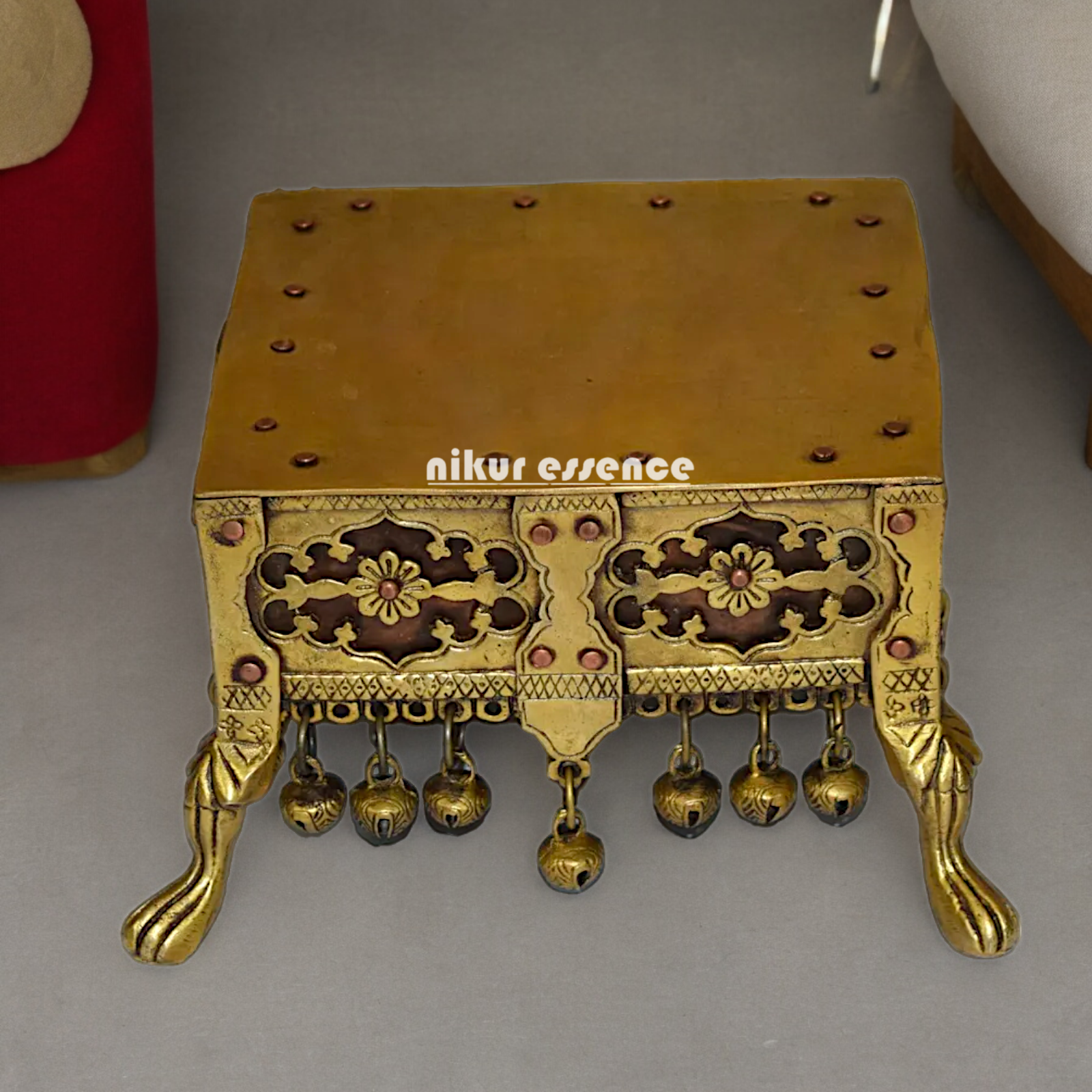 Brass Bhagwan chowki stool - 9 Inches approx Nikuressence