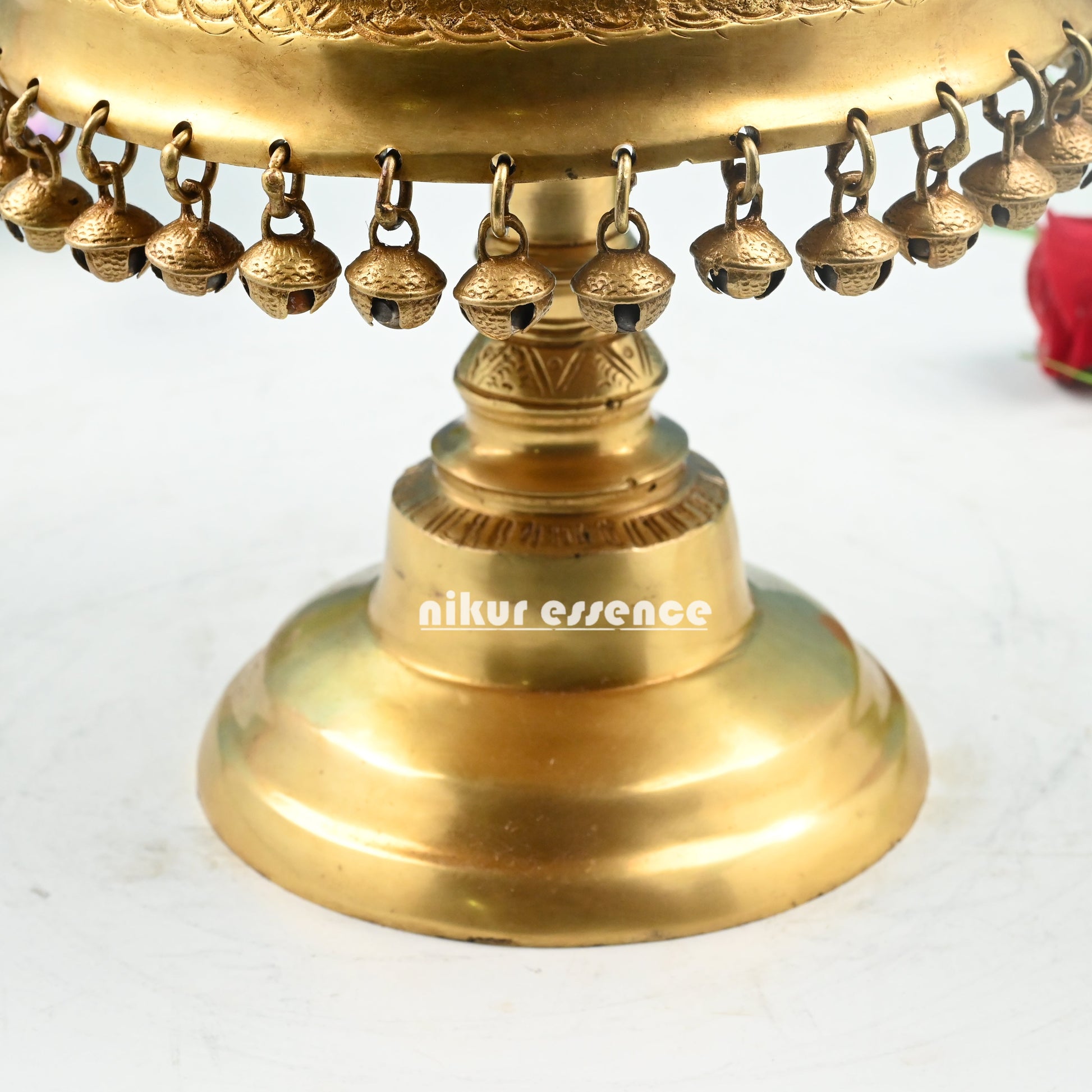 Stool chowki with Bells Ghungroo Solid Brass - 8 Inches Nikuressence