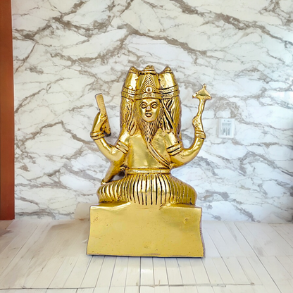 Solid Brass Lord Brahma Sitting Idol - 8 Inches Nikuressence