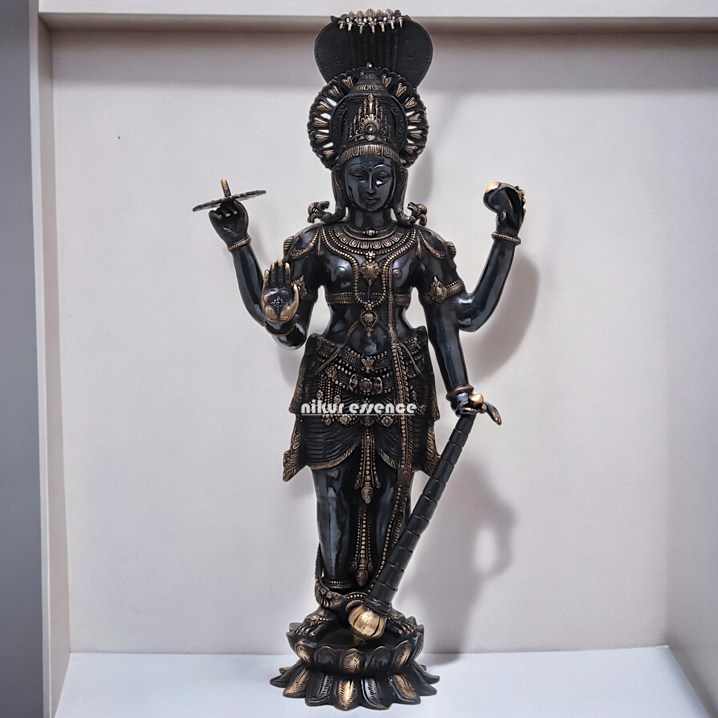 Buy Large Brass Vishnu standing Idol - 101.5 cm Nikuressence