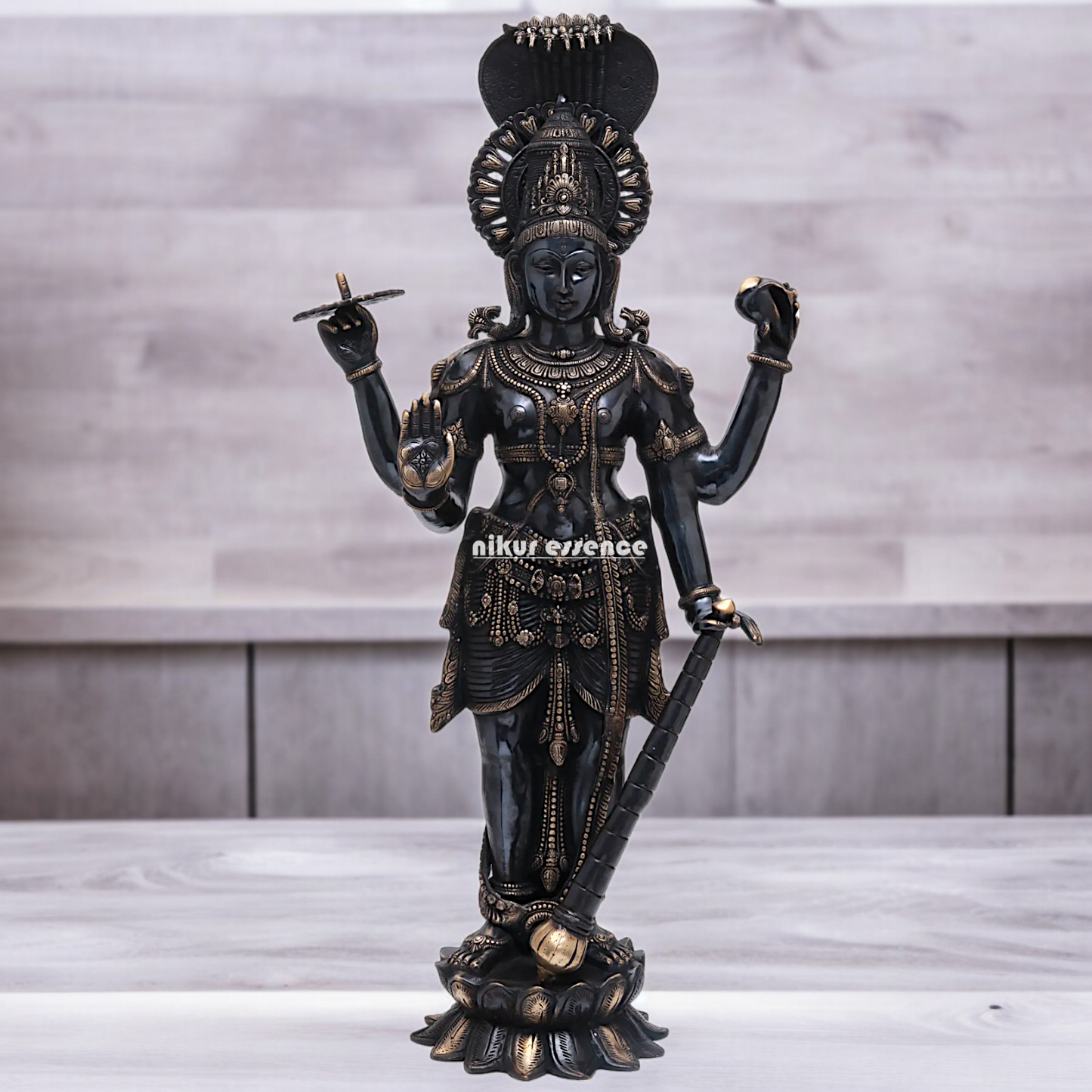 Buy Large Brass Vishnu standing Idol - 101.5 cm Nikuressence