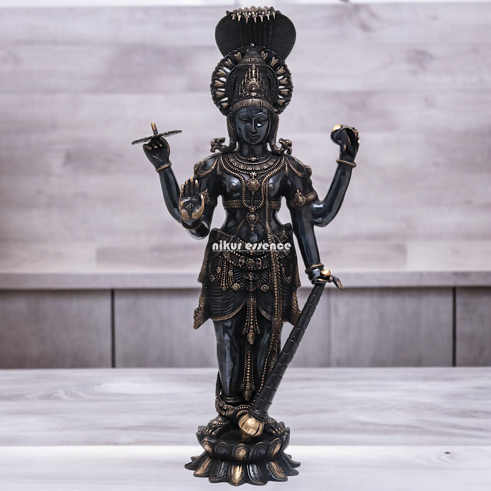 Buy Large Brass Vishnu standing Idol - 101.5 cm Nikuressence
